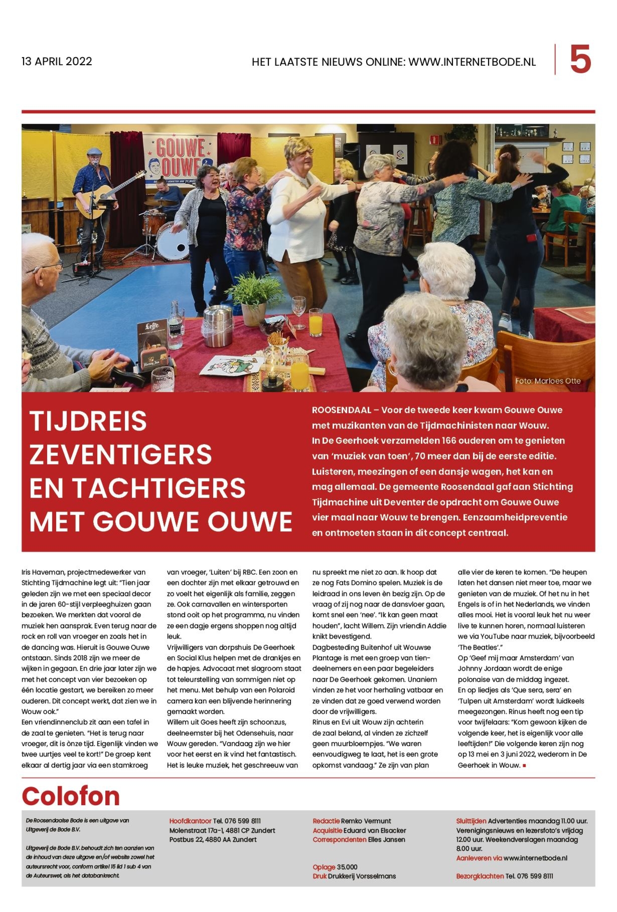 In de media: volledige artikel in Roosendaalse Bode Gouwe Ouwe